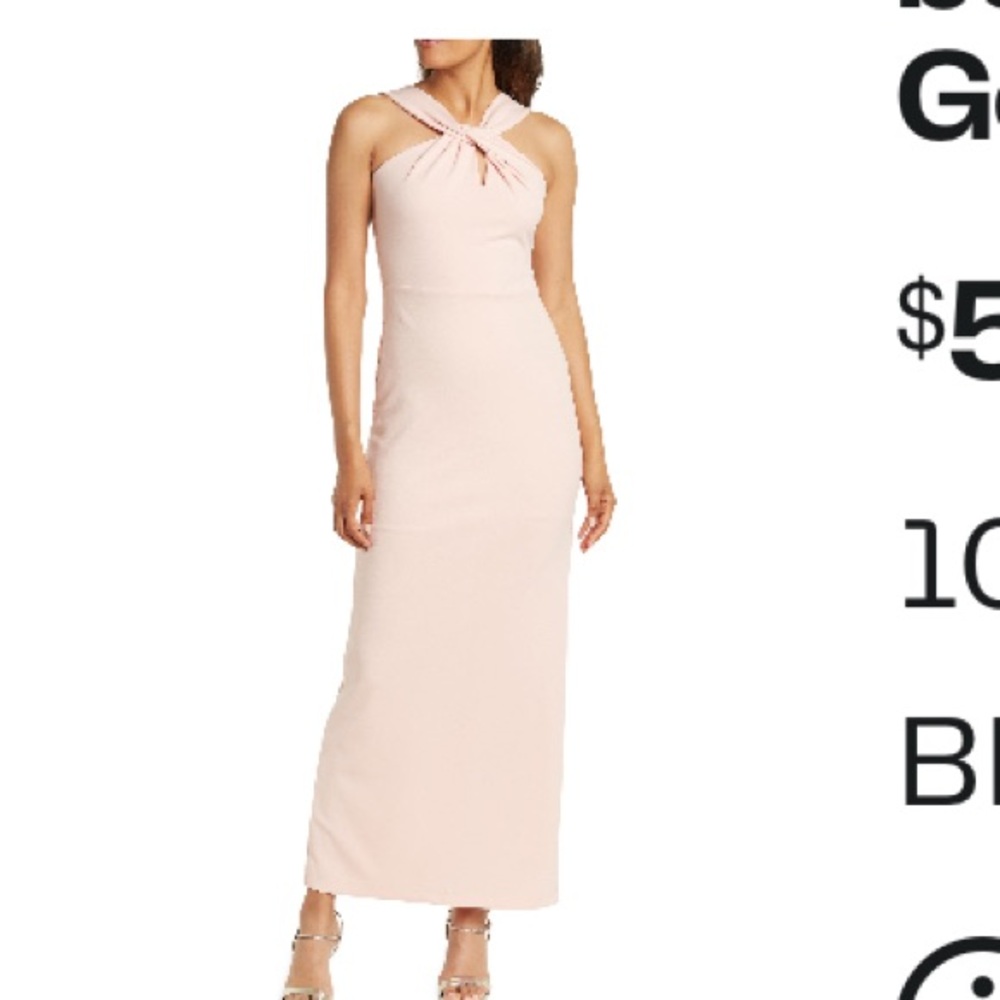 Bebe Pink Halter Sheath Dress with Slit